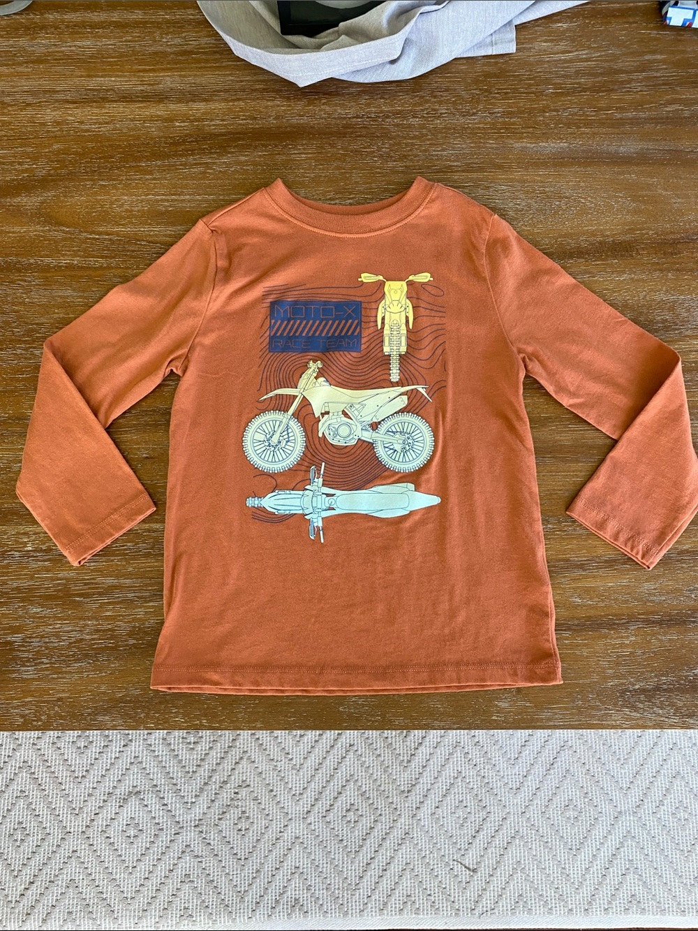 Carter’s S Long-Sleeve Orange Motorcycle Graphic Tee